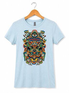 Phish Dry Goods Women's Size M Graphic Band T-Shirt Psychedelic Concert Tee Blue
